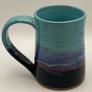 Always Azul Studio Pottery Mug | Turquoise & Midnight Drip Glaze | XLG 24 oz